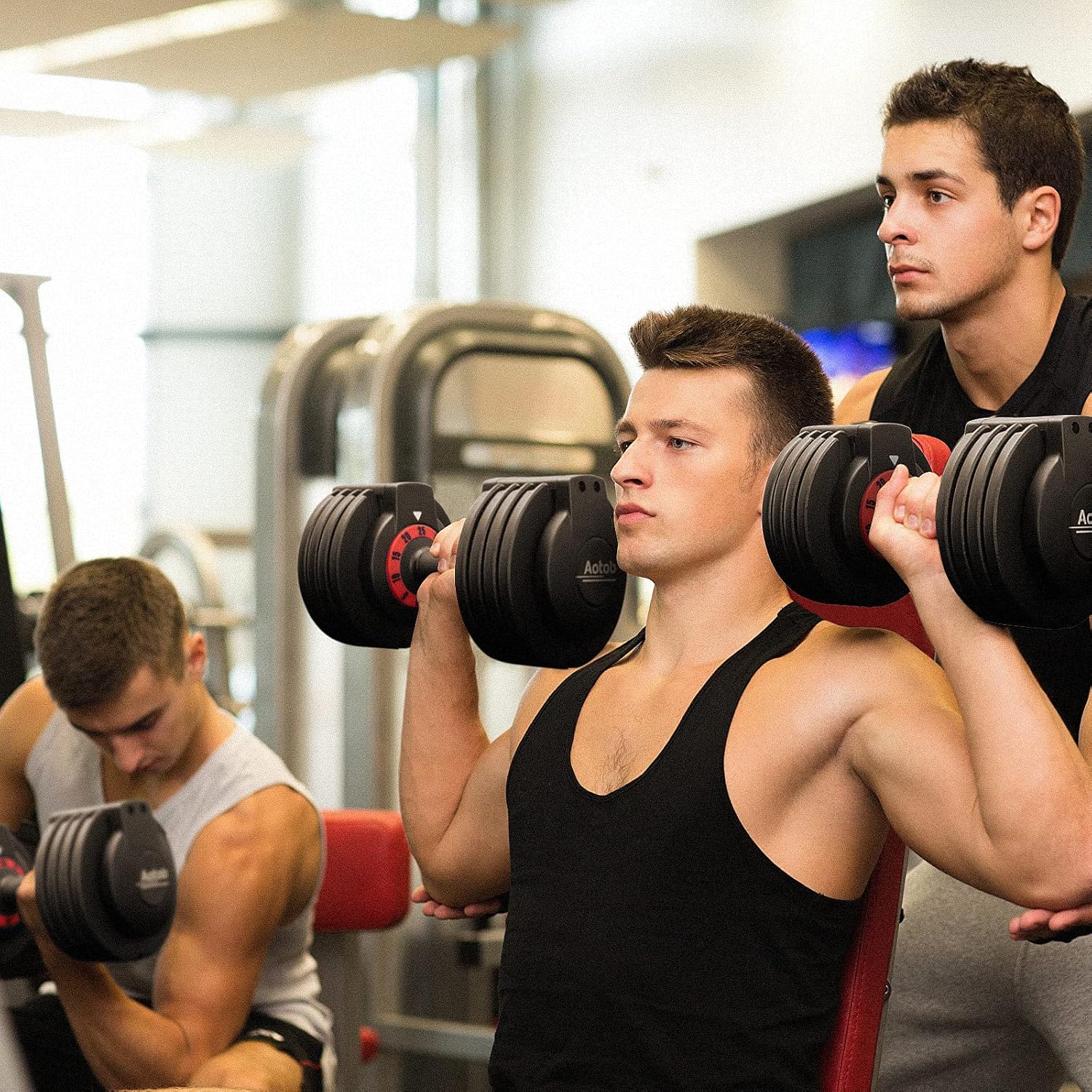 AOTOB 25/55 LBS Adjustable Dumbbell Set, Anti-Slip Fast Adjusting with Turning Handle, Adjustment for Men and Women, Weights Pair for Compact Home Gym Exercise Strength - Image 3