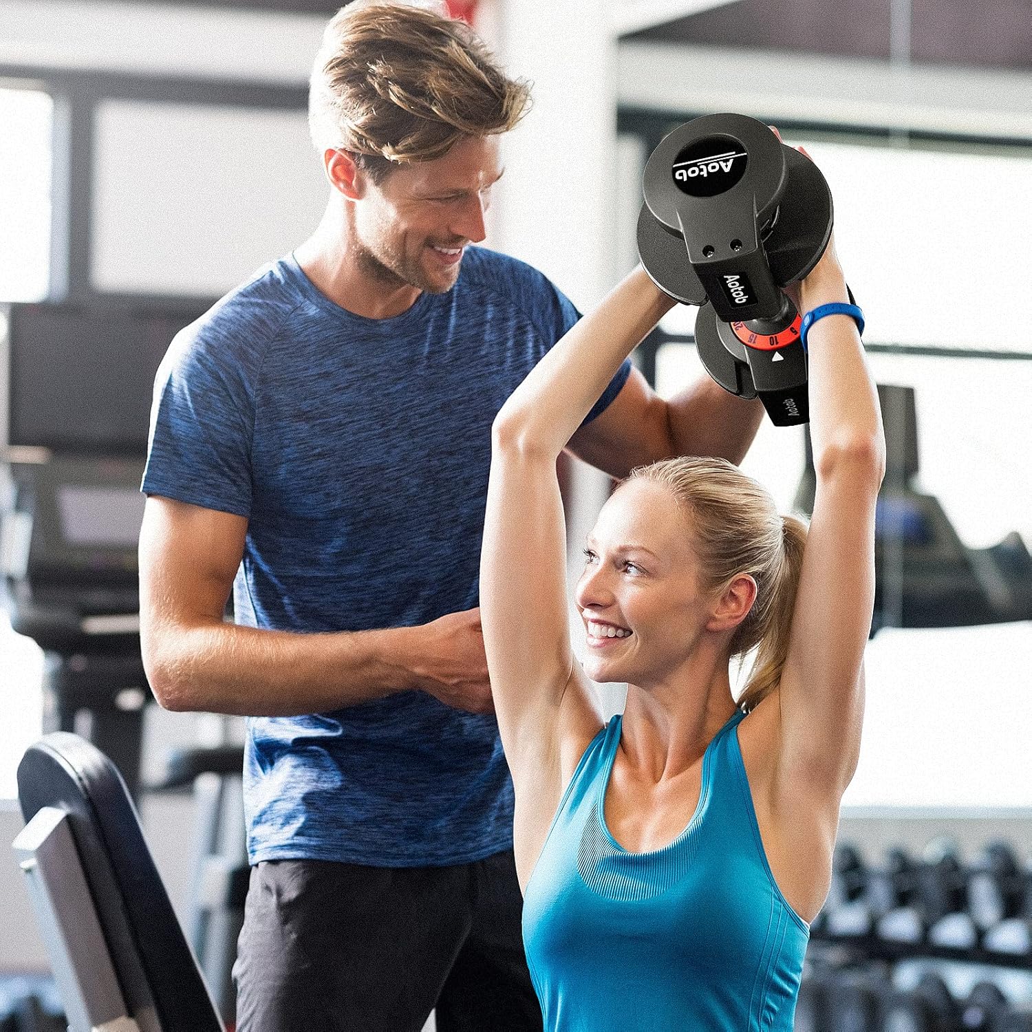 AOTOB 25/55 LBS Adjustable Dumbbell Set, Anti-Slip Fast Adjusting with Turning Handle, Adjustment for Men and Women, Weights Pair for Compact Home Gym Exercise Strength - Image 6