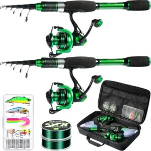 Ghosthorn Fishing Rod and Reel Combo Graphite Telescoping Fishing Pole Portable Travel Kit with Carrier Bag for Freshwater Saltwater