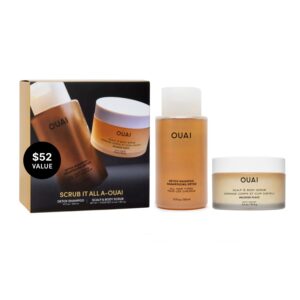 OUAI Hair Care Set – Clarifying Shampoo & Exfoliating Scalp Scrub – Deep Cleansing & Balancing – Hair Care Kit with Detox Shampoo & Travel Size Sugar Scrub for Scalp (2 Count)