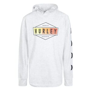 Hurley boys Long Sleeve Hooded T-shirt T Shirt, Heathered Birch, Large US