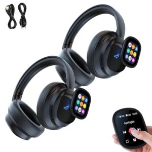 2026 New Headphones with Detachable Screen, Ai Translation Wireless Headphones with Touch Screen, Real-Time 115 Language Translator, Bluetooth 6.0, Remote Photography (Black-2pcs)