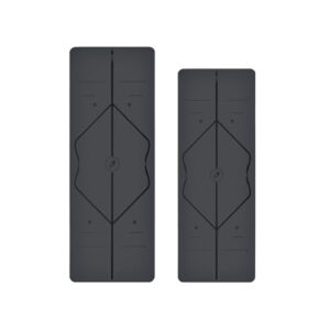 LIFORME Original Yoga Mat & Travel Mat Bundle Pack – Patented Alignment System, Eco-Friendly, Non-Slip Warrior-Grip, Made with Natural Rubber, Thick, Sweat Resistant, Comfortable – Grey/Grey