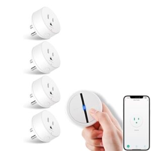Greencycle Smart Wireless Remote Control Outlet Plug,WiFi Outlets for Household,On Off Smart Outlets Switch Compatible with Tuya,Alexa and Google Assistant,Timer Outlet,No Wiring,White,1SW+4Outlets