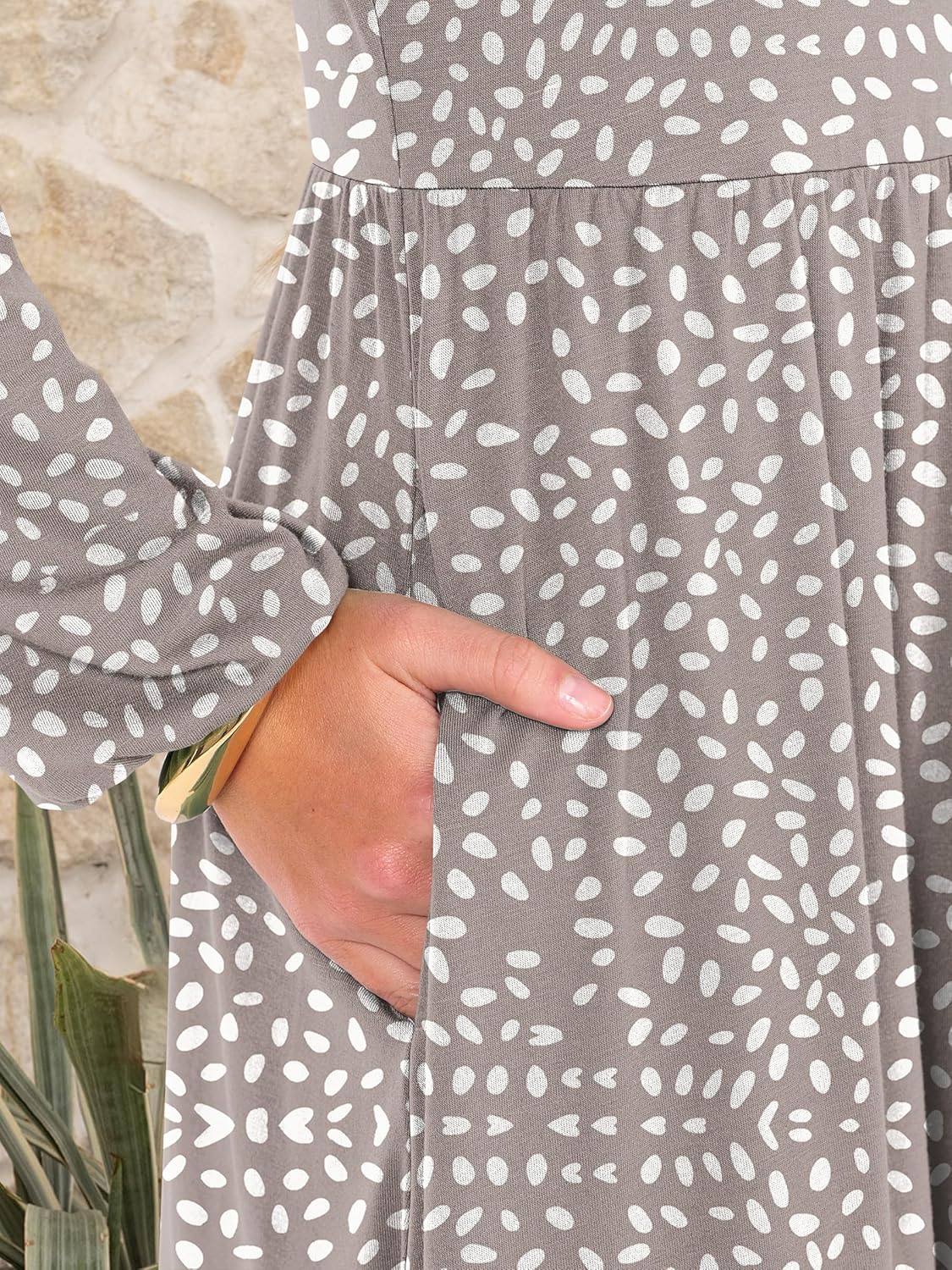 ANRABESS Women Long Sleeve Midi Dress Crewneck 2025 Fall Fashion Casual Flowy A-Line Long Dresses Vacation Outfit with Pocket - Image 6