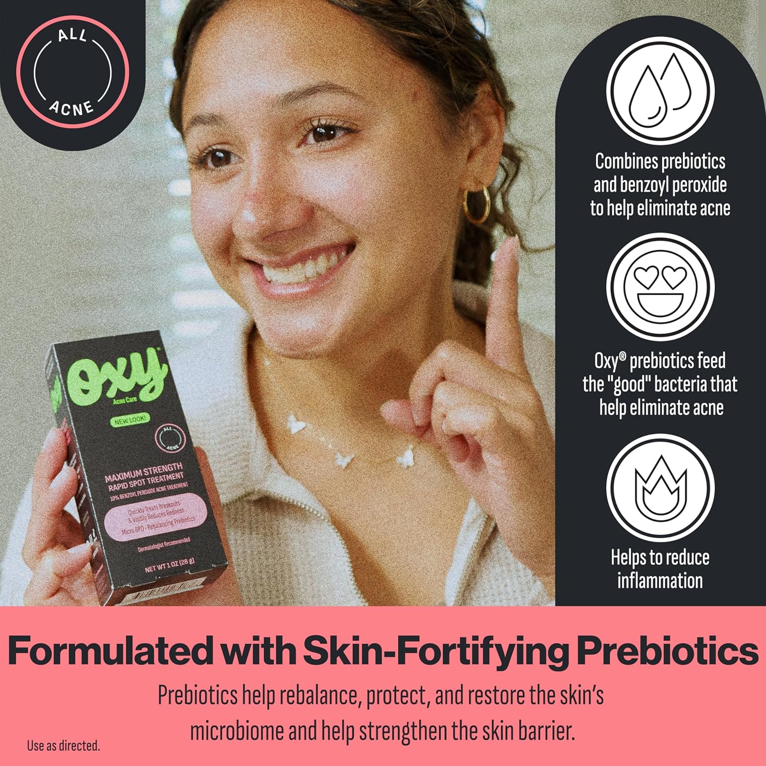 Oxy Rapid Acne Spot Treatment For Face & Body, Maximum Strength 10% Benzoyl Peroxide Acne Blemish Cream Medication for Acne and Blackheads, Prebiotic Pimple Cream for Acne Prone Skin Care, 1 oz - Image 4