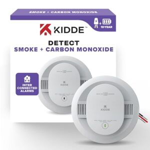 Kidde Hardwired Smoke & Carbon Monoxide Detector, 10-Year Battery Backup, Interconnectable LED Warning Light Indicators, 30CUA10