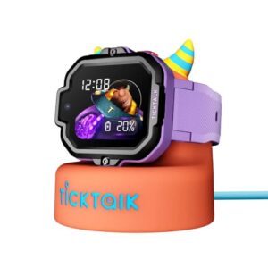 TickTalk 5 Cellular Kids Smart Watch (T-Mobile’s Network) with GPS Tracker & Video Calling and Power Base Bundle – with Free Parent Apps – for Ages 3+