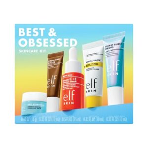 e.l.f. SKIN Best & Obsessed Skincare Kit, Travel-Size Makeup Remover, Sunscreen & Brightening Serums For Glowy Skin, Vegan & Cruelty-Free