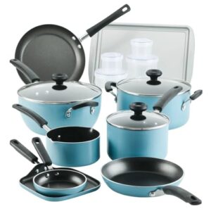 20 Pc Easy Clean Aluminum Nonstick Cookware Pots and Pans Set, Cookware Sets (Blue Fits All)