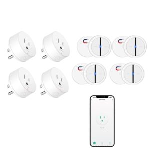 Greencycle Smart Wireless Remote Control Outlet Plug,WiFi Outlets for Household,On Off Smart Outlets Switch Compatible with Tuya,Alexa and Google Assistant,Timer Outlet,No Wiring,White,4PK