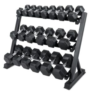Ritfit 5-650 LBS PVC Encased Hex Dumbbell Sets with Optional Rack for Home Gym, Hand weight with Chrome Handle for Strength Training,Workouts