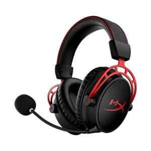 HyperX Cloud Alpha Wireless Gaming Headset for PC with DTS Headphone:X Spatial Audio, Noise-Canceling Mic, Dual Chamber Drivers, Durable Aluminum Frame – 300-Hour Life, Red (Renewed)