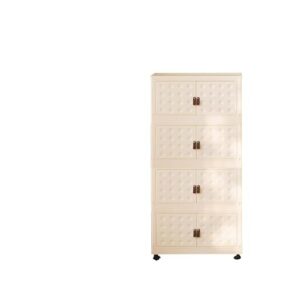 White Stackable Plastic Storage Bins with Lids, Doors & Wheels – Modern Household Organization, Space-Saving Storage Solution for Home & Office