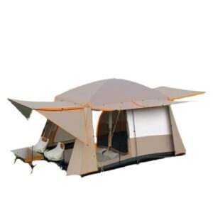 Tent Outdoor Camping Tent with Two Rooms and One Living Room for 4, 8 and 10 People, Rainproof and Portable Outdoor Tent(A)