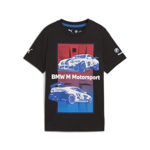 PUMA Unisex Kid’s BMW M Motorsport Graphic T-Shirt, Black Block AH25