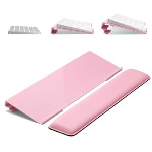 Laborio Computer Keyboard Stand for Desktop, 2-Level Height Adjustment Keyboard Wrist Rest, Non-Slip Key Board Riser Pad for Office, Gaming, and Home Desks(Pink)