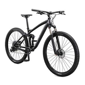 Mongoose Salvo Comp Mountain Bike for Adult, 12-Speed Trigger Shifter, 29-Inch Wheels, Full Suspension, 16-Inch Small Frame, Hydraulic Disc Brakes, Black