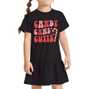 Cute Toddler Rib Dress – Word Design Girls’ Dress – Colorful Toddler Dress – Black, 4T