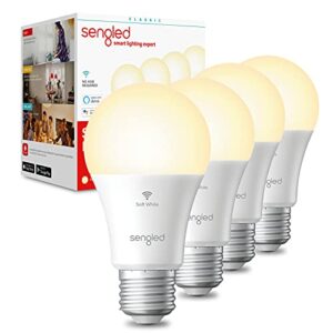 Sengled Alexa Light Bulb, Smart Light Bulbs, Smart Bulbs That Work with Alexa & Google Assistant, WiFi Light Bulbs A19 Soft White (2700K) No Hub Required, 800LM 60W Equivalent High CRI>90, 4 Pack