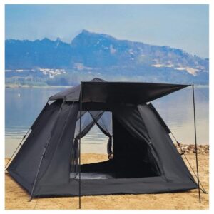 4-Person Waterproof Pop-Up Tent, 5000mm Sun Protection, Easy Setup, Large Family Tent for Camping, Hiking Backpacking