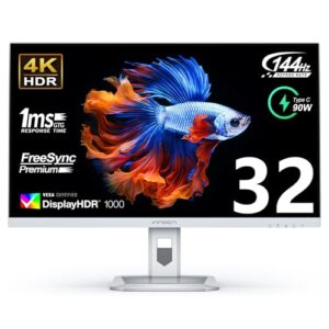 INNOCN 32″ Mini LED 4K UHD 3840 x 2160 Computer Gaming Monitor 144Hz 1ms IPS HDR1000 HDMI 2.1 Monitor, 99% DCI-P3, USB Type-C Connectivity, Pivot/Height Adjustable Stand – 32M2V