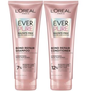 L’Oreal Paris EverPure Sulfate-Free Vegan Hair Care Kit – Shampoo and Conditioner to Strengthen and Repair Hair Bonds (Packaging May Vary)