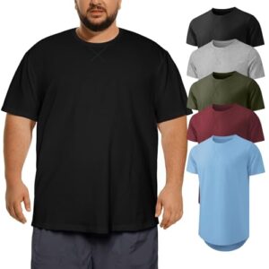 LemonVibe 5 Pack Men’s 3XL-8XL 3 Pack Big and Tall T-Shirts Casual Stretch Short-Sleeve Tee for Men 6XL