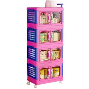 RUJHGL Multi Functional Storage Bins with Lids Plastic Foldable Storage Bins Clear Large Stackable Storage Bins with Doors & Wheels