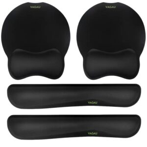 VAGAU Premium Keyboard Wrist Rest and Mouse Pad Wrist Support, Ergonomic Memory Foam Set for Office, Laptop, Mac, Computer and Gaming, Comfortable Typing &Wrist Pain Relief (2 Pack)