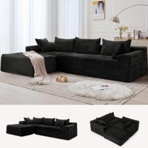 110″ Sectional Couches for Living Room, Modular Sectional Sofa with L-Shape Chaise, Cloud Couch, Comfy Corduroy Fluffy Couch with Deep Seat and Side Pockets, No Assembly Required