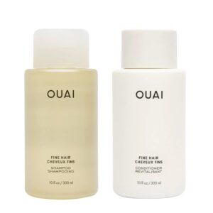 OUAI Fine Shampoo and Conditioner Set – Sulfate Free Shampoo and Conditioner for Women & Men – Made with Keratin, Marshmallow Root, Shea Butter & Avocado Oil – Free of Parabens & Phthalates (10 Fl Oz)