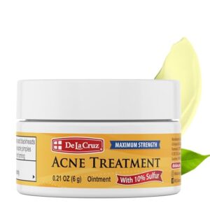 De La Cruz 10% Sulfur Ointment Travel Size – Cystic Acne Treatment for Face and Body – Daily 10 Min Spot Treatment Mask Safe and Effective Game Changing Hormonal Acne Treatment 0.21oz 6g