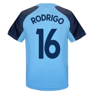 Manchester City FC Boys Rodrigo 16 Poly T-Shirt Sky Blue 10-11 Years