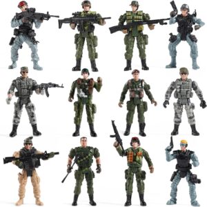 Mr.River US Army Men and SWAT Team Toy Soldiers Action Figures with Military Weapons Accessories for Kids Boys Girls,12Pcs
