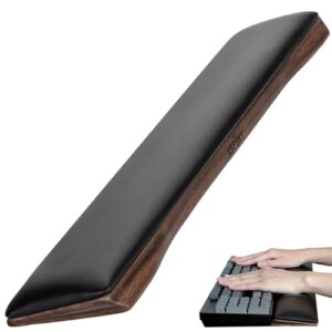 Keyboard Wrist Rest with Memory Foam Anti-Slip Rubber Base Ergonomic Wooden Wrist Rest for Mechanical Keyboard Durable and Easy to Clean for Gamer Staff (Walnut)
