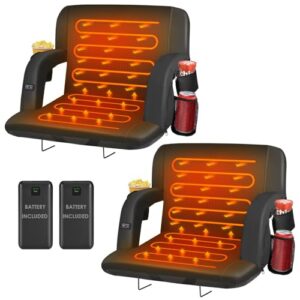 HOPERAN 23″ 2pcs Dual-Sided Heated Stadium Seats for Bleachers with Back Support, 20000mAh Power Bank Included Stadium Chair, 3 Levels Heating Stadium Seating for Bleachers Seat with Backrest