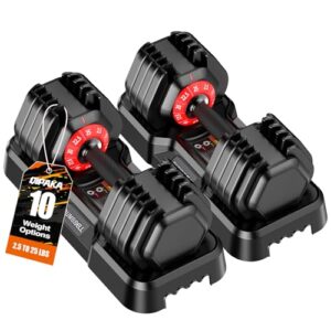 25LBS Adjustable Dumbbells Set of 2, Durable Weights Dumbbells Set, 10 in 1 Free Weights Set with Anti-Slip Grip, Fast Adjust Gym Equipment Space Saving for Home Strength Training – Pair