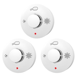 Smoke Detector Photoelectric Smoke Alarm with Test/Mute Button, Replaceable AA Battery Battery Powered Fire Alarms for Home(Battery Not Included) S01D，3 Pack