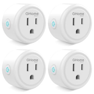 GHome Smart Plug Mini, WiFi Smart Outlet Plug Works with Alexa and Google Home, Timer Outlet with APP Control, 2.4GHz Network Only, No Hub Required, ETL FCC Listed (4 Pack), White