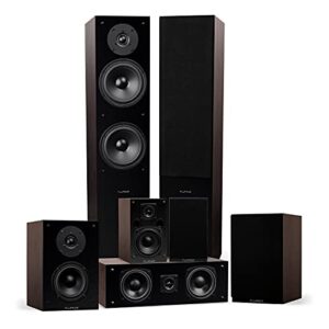 Fluance Elite High Definition Surround Sound Home Theater 7.0 Channel Speaker System Including 3-Way Floorstanding Towers, Center Channel, Surround and Rear Surround Speakers – Walnut (SX70WR)