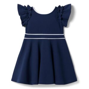 Janie and Jack Girls Ponte Dress (Toddler/Little Kid/Big Kid) Dark Blue, 10 Years