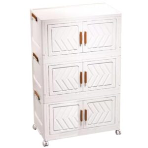 Multi-Layer Storage Bins with Lids Plastic Storage Bins Folding Stackable Clothes & Book Storage with Wheels for Dorm Room