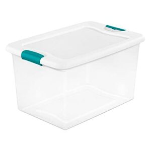 Sterilite 64 Quart Clear Plastic Stackable Storage Container Bin Box Tote with White Latching Lid Organizing Solution for Home & Classroom, 72 Pack