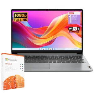 Lenovo IdeaPad 1 Student Laptop, Intel Dual Core Processor, 20GB RAM, 1TB SSD + 128GB eMMC, 15.6\” FHD Display, 1 Year Office 365, Windows 11 Home, Wi-Fi 6, Webcam, Bluetooth, SD Card Reader, Grey