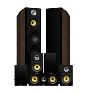 Fluance Signature HiFi Surround Sound Home Theater 7.0 Channel Speaker System Including 3-Way Floorstanding Towers, Center Channel, Surround and Rear Surround Speakers – Natural Walnut (HF70WR)