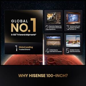 Hisense 100-Inch Class U8 Series Mini-LED ULED 4K UHD Google Smart TV (100U8K) – QLED, 480 Motion Rate, 144Hz Game Mode Pro, Dolby Vision IQ, HDMI 2.1, Alexa Compatibility, 2.1.2 Multi-Channel Audio