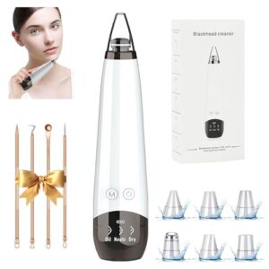 2026 Pore Vacuum, USB Rechargeable Blackhead Remover Vacuum,3 Levels Adjustable Pore Vacuum Blackhead Remover, with 6 Suction Power Probe,4 Golden Needle face Vacuum Pore Cleanser Kit-White