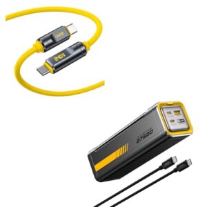 AOHI 240W Laptop Power Bank 27600mAh Portable Fast Charger (99.3wh)+240W USB4 2.0 Cable with LED Digital Display 3.3ft with Dual 80Gbps Data Transfer and Dual 8K Video Display