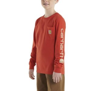 Carhartt Kid’s CA6477 Long-Sleeve Pocket T-Shirt – Boys – 4 Child – Molten Lava